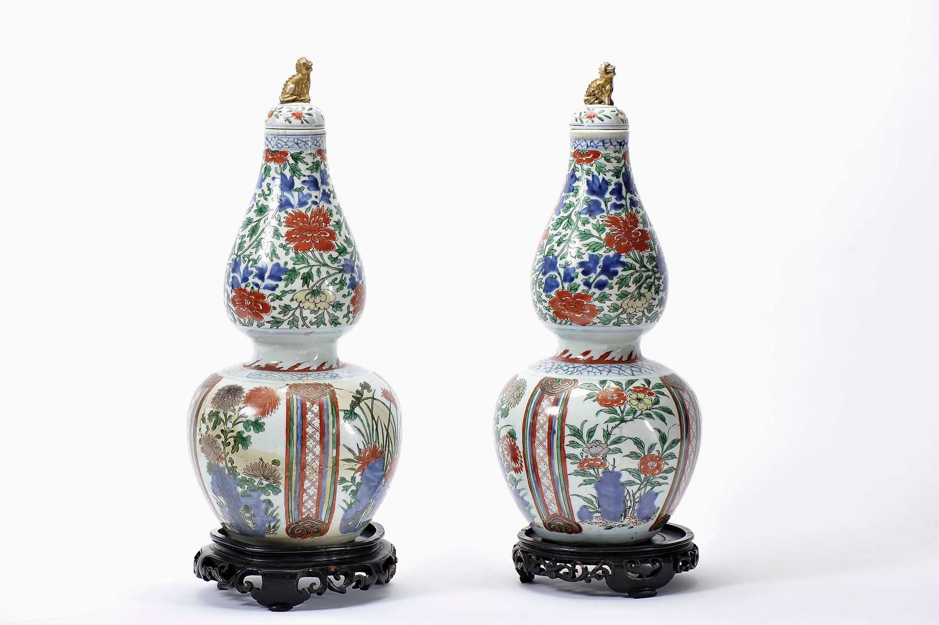 A pair of covered gourds - Image 2 of 2