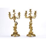 A pair of six-light candelabra