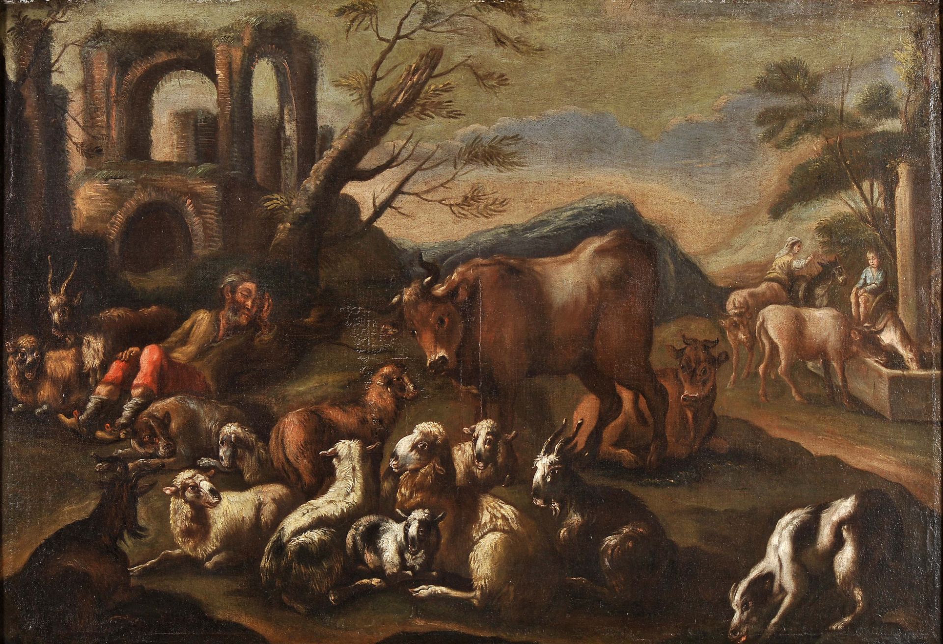 Shepherd, flock and figures at the fountain - Bild 2 aus 4