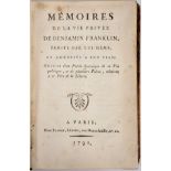 FRANKLIN, Benjamin.- Mémoires da le vie privée de Benjamin Franklin, écrits par lui-même, et adréssé