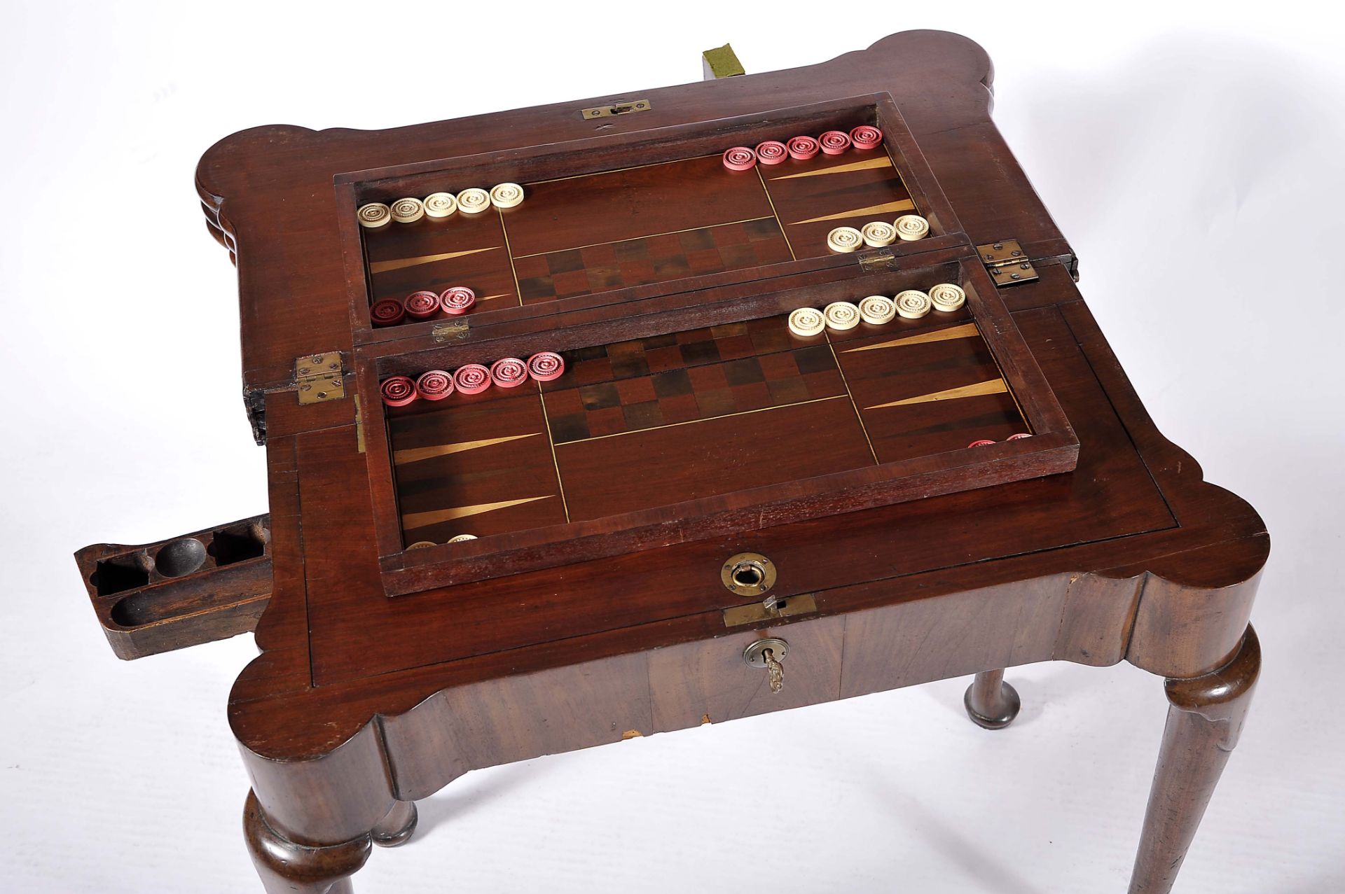 A five-legged game and tea table with different tops - tea, cards, chess and backgammon - Image 10 of 12