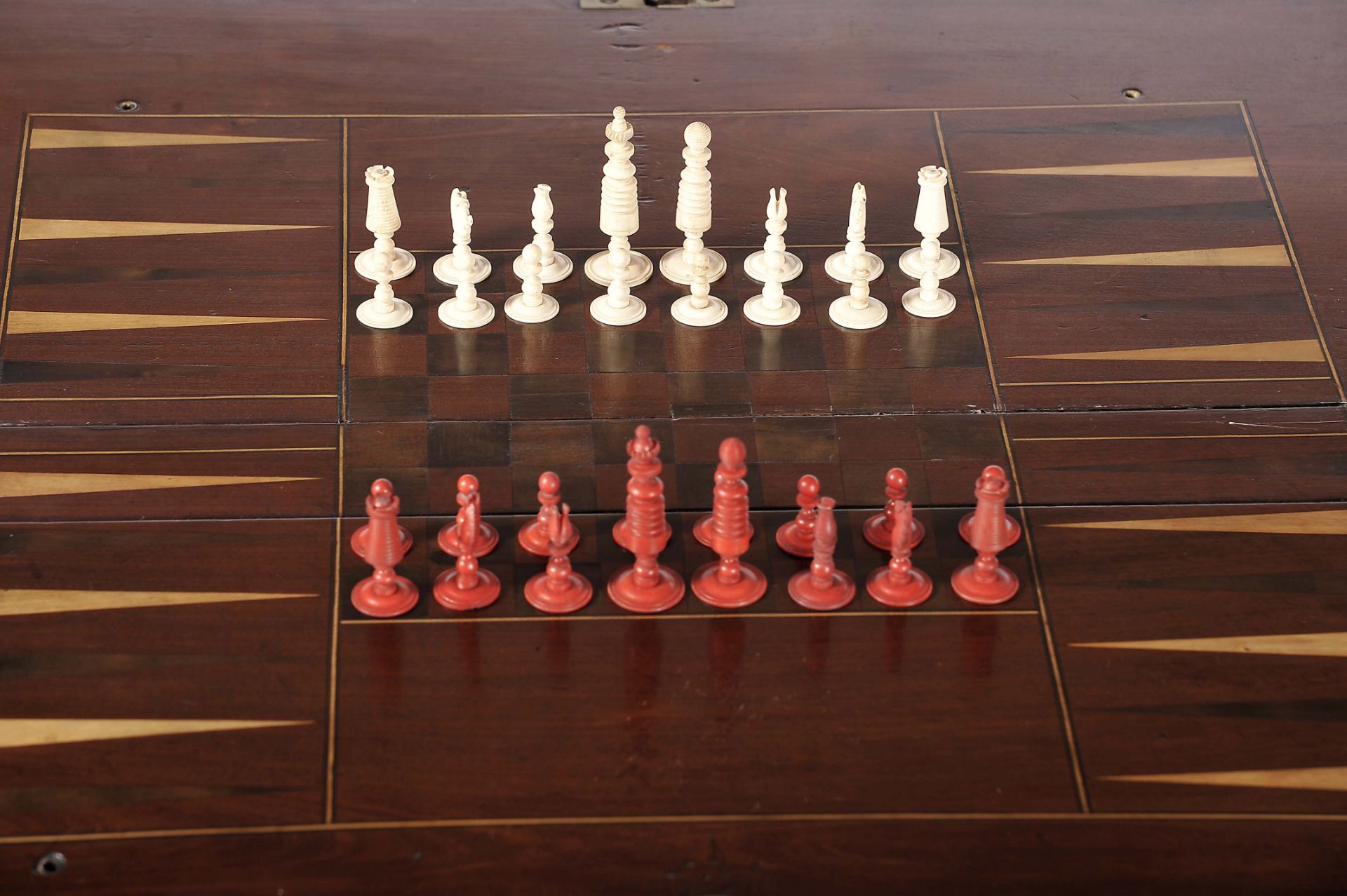 A five-legged game and tea table with different tops - tea, cards, chess and backgammon - Image 8 of 12