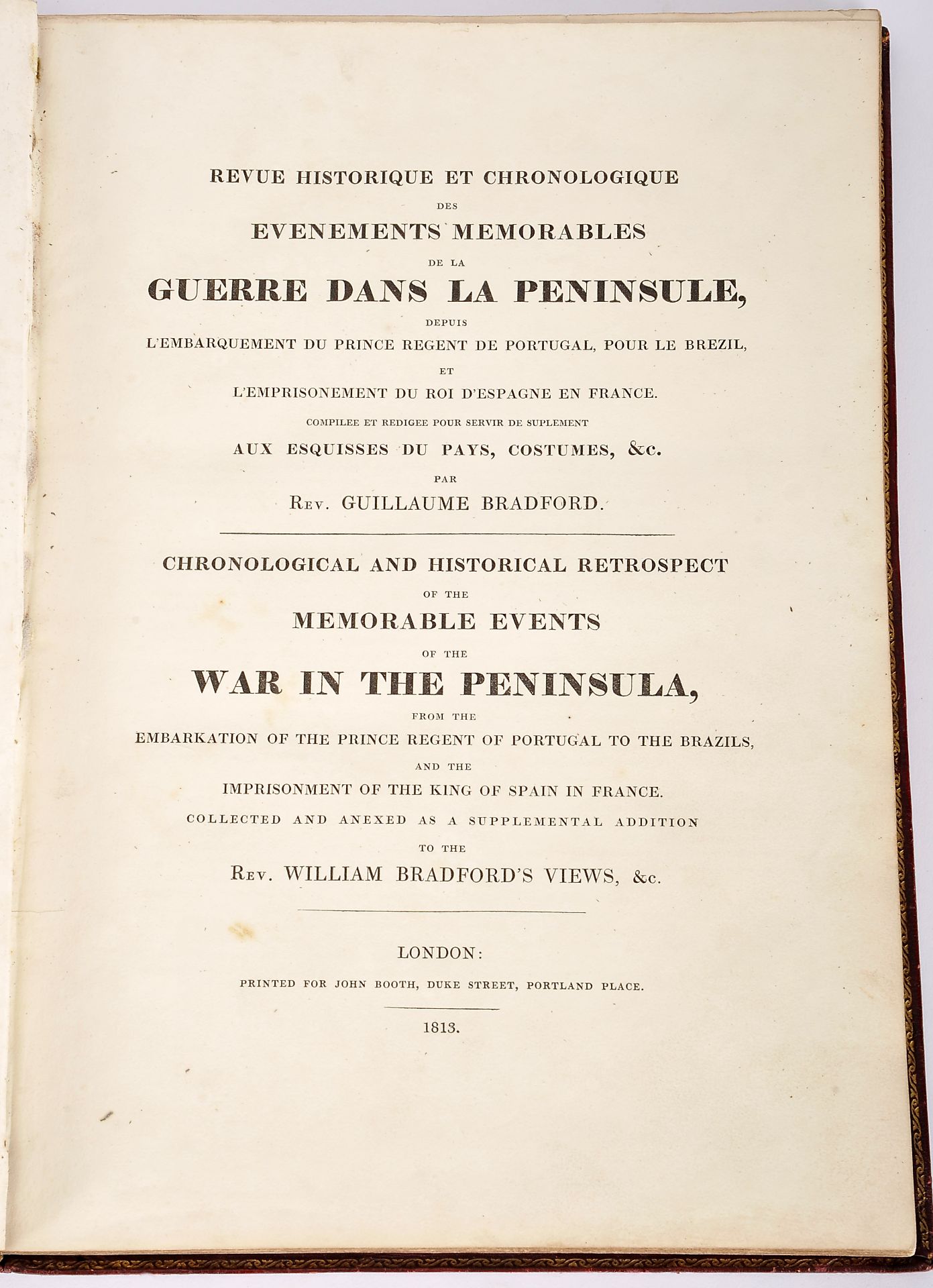 BRADFORD, Rev. William.- Revue historique et chronologique des evenements memorables de la guerre da