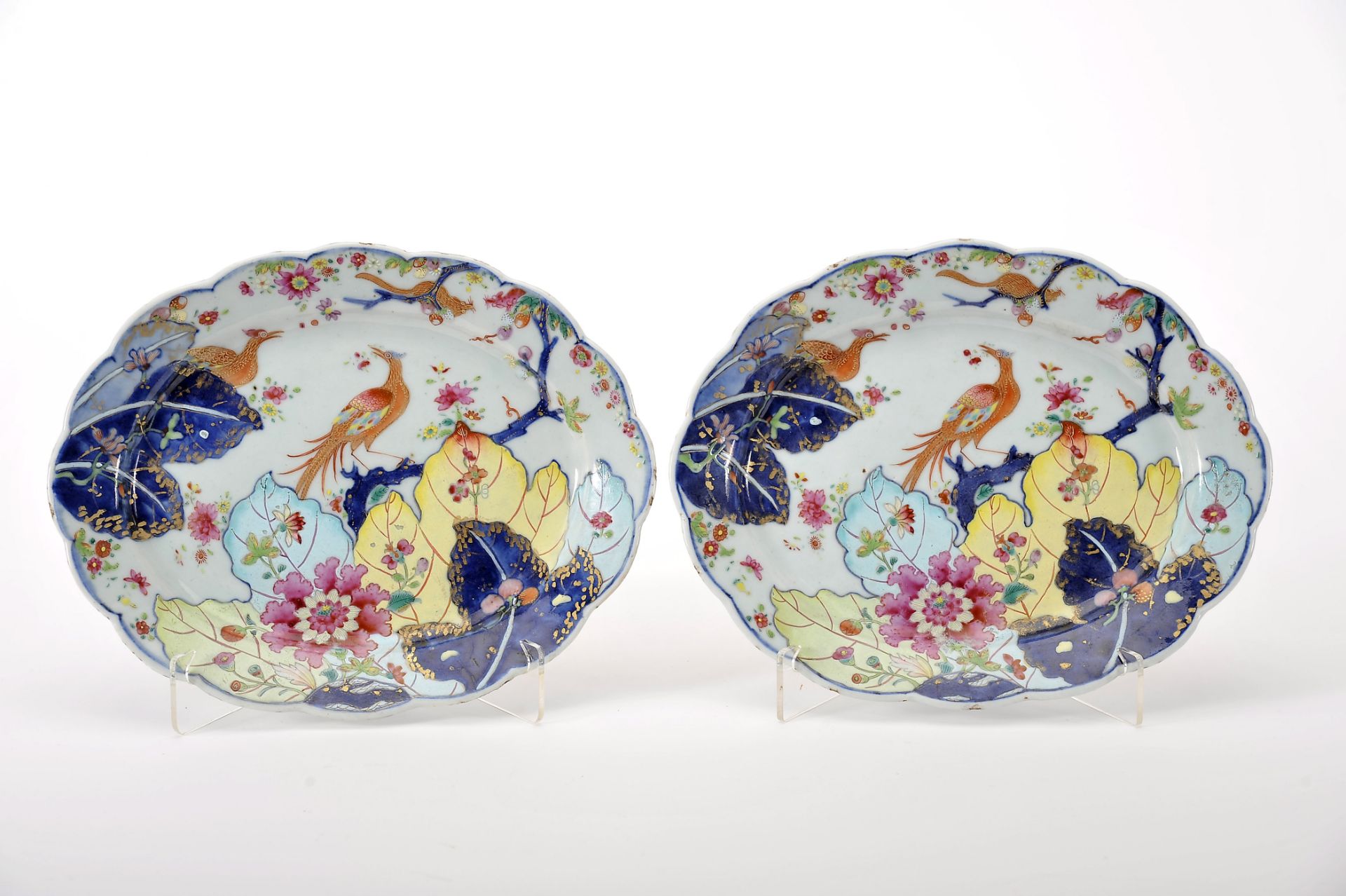 A pair of scalloped platters