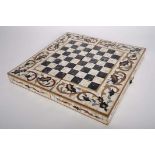 A closing box-shaped chess and backgammon games board