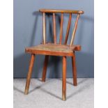 A 19th Century Burnt Orange Painted Stick Back Chair, with narrow curved crest rail, and on turned