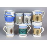 A Small Collection of Mocha Ware, Late 19th Century, including blue, white and black quart ale