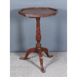 A Late 18th Century Fruit Wood Tray Top Octagonal Tripod Table, on turned column and cabriole