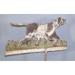 A Painted Steel Weather Vane, 19th Century, in the form of a pointer dog, 36ins wide x 32ins high