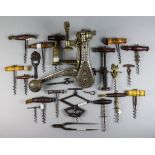 A Collection of Eighteen Corkscrews and Bottle Openers, 19th/20th Century, including two Wilmott &