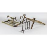 A Brass and Wrought Iron Bar Grate Spit, Late 18th/19th Century, 7.25ins wide x 14ins deep x 6.