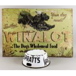 A "Spratts" Enamel Advertising Dog Bowl, Early 20th Century, 10.5ins diameter x 5ins, and three