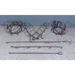 Two 19th Century Wrought Iron Circular Kitchen Game Crowns, one with ten hooks, the other with