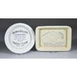 A Doulton Burslem White Glazed Pottery Circular Shortbread Mould, and a Rectangular Shortbread