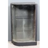 A Black Painted Counter Top Display Cabinet, Late Victorian, with curved glass top and replacement