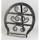 An Irish Wrought Iron Bread Iron or Harnen Stand, 18th/19th Century, 14.5ins wide x 15.75ins high