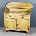 A Victorian Painted and Grained Wood Rectangular Tray Top Chiffonier, with lined decoration, the