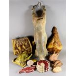 A Collection of Composition Butcher's Shop Display Meats, 20th Century, including pig, joint of ham,