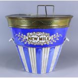 A Blue and White Glazed Pottery "New Milk" Two-Handled Pail, Early 20th Century, produced for the "