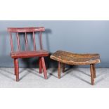 An Unusual 18th/19th Century Irish Red Painted Stick Back Windsor Chair, with slightly curved