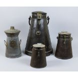 A Steel Dairy Churn, and Three Milk Cans, Late 19th/Early 20th Century, the churn by The Dairy