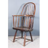 An 18th/19th Century Irish Ash and Elm Seated Stick Back Windsor Armchair of primitive form, crudely
