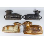 A Continental Cast Iron Lamb Two-Piece, Two-Handled Cake Mould, 14.75ins x 8.75ins overall, and a