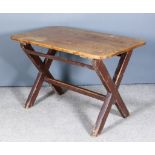 A 19th Century Pine Tavern or Kitchen Table with scrubbed two plank top on square splayed