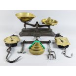 A Set of Cast Iron and Brass Counter Scales, stamped "Parnall & Sons Ltd, Makers, Bristol", three