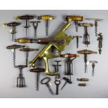 A Collection of Twenty Corkscrews and Bottle Openers, 19th/20th Century, including two Wilmott &