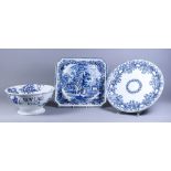 A Staffordshire Blue and White Pottery "New Laid Eggs" Bowl, and Two Other Pieces of Pottery, Late
