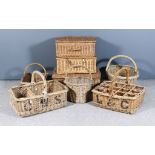 A Rectangular Wicker Basket to hold twelve bottles, labelled "L&C", 21ins x 17ins x 17ins high,