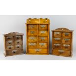 Three Wooden Spice Chests, 19th/20th Century, one fitted eight short drawers and one long drawer,