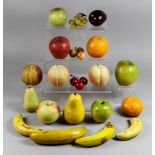 A Collection of Green Grocers Shop Display Models of Fruit, 19th/20th Century, naturalistically