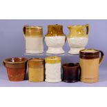 A Salt Glazed Stoneware Jug, and Mixed Pottery, 19th Century, the jug impressed "C. Apps, Cobham,