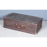 A Dark Red Painted Pine Cook's Box, 19th Century, worded in gilt "P. Jung Cook & Confectioner",