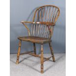 A 19th Century Ash and Elm Seated Stick Back Windsor Armchair, with traces of original green