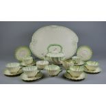 A Belleek "Neptune" Pattern Part Tea Service, Second Period, comprising - tray, 17.5ins x 14ins,