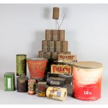 A Red Painted Tin "Kilvert's Pure Lard" Bucket, 7ins diameter x 6ins high, a small selection of tins