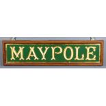 A Pine Framed Green Painted and Gilt Rectangular Advertising Panel, Late 19th/Early 20th Century,