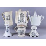 A Cream Glazed Pottery "The Empress Froth Jug" and Five Other Pieces of Pottery, the froth jug
