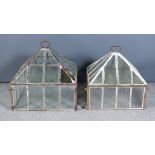 A White Painted Cast Iron Square Garden Cloche, with oval loop handle, 18ins square x 20ins high,