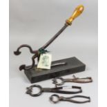 A Mounted Steel and Brass Sugar Cutter, Early 19th Century, by R. Timmins & Sons, with turned wood