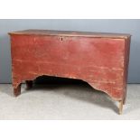 An 18th/19th Century Red Painted Pine Plank Coffer, with plain lid and front, 47ins wide x 16.5ins