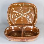 A Large Press-Moulded Tyneside Slip Ware Pottery Dish, 19th Century, slip trailed with comma-like