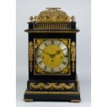 A Good 19th Century Ebonised and Gilt Brass Mounted Mantle Clock of "17th Century" Design, by
