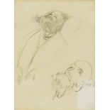 ***Stanley Spencer (1891-1959) - Pencil sketch - Two studies of head of a bearded man sleeping, 8.