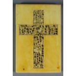 A Chinese Cantonese Ivory Rectangular Card Case, Late 19th Century, finely carved with a cross