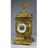 A Late 19th Century French Gilt Brass Cased Mantel Clock by Japy Freres, No. 4358, the 3.5ins
