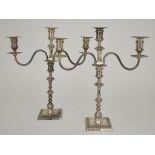 A Pair of Late Victorian Silver Pillar Candlesticks, by Thomas Bradbury & Sons, London 1894, of